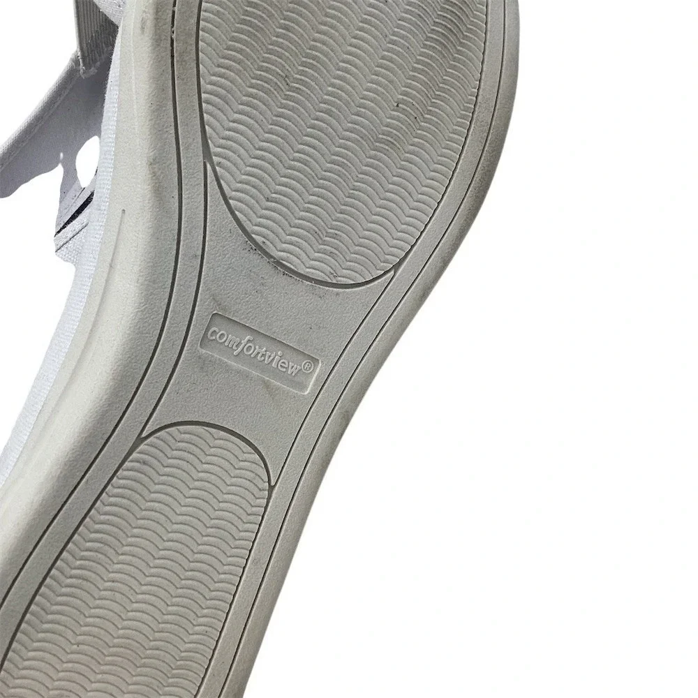 Comfortview Womens Slip-On Sneakers White Canvas Twin‎ Gore Casual Shoes